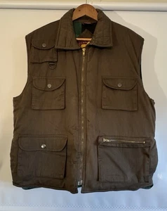 VTG Branded Lion Outdoor Gilet Mens Large Padded Vest Brown Utility Chore - Picture 1 of 9