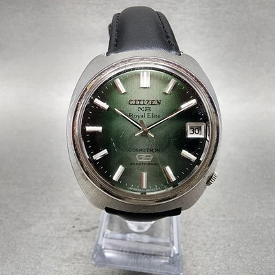 Citizen Cosmotron Royal Elite Watch Men 37mm Green Dial Steel DateNew Batter - Image 1 of 4