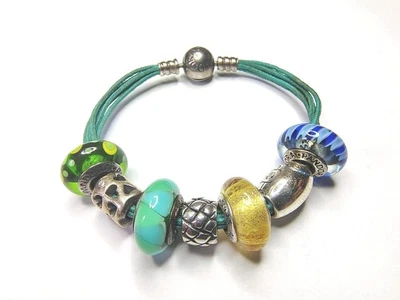 Auténtico Brazalete Pandora Plata de Ley 925 Dije 6.5" Con 7-DIJES (25.3g) Foto 1 de 4