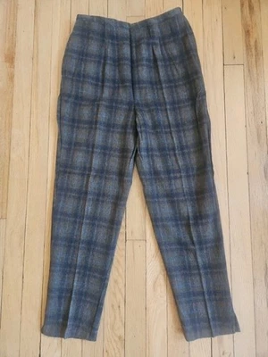 Vintage 50s 60s Plaid Wool Cigarette Pants New Old Stock Made Italy Tailored  - Image 1 of 4