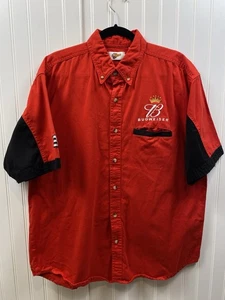 Vintage 90s Dale Jr Budweiser Racing Button Down Shirt Men’s XL Red Nascar - Picture 1 of 8