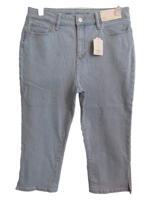 Pantalón St Johns Bay Capri Lt Rayas Ferrocarril Altura Media Secretamente Delgado Talla 14 Nuevo Con Etiquetas Foto 1 de 4