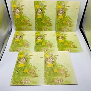 Set fisso vintage di 8 Just Note LK Powell pieghevole una carta scoiattolo fungo fiore - Foto 1 di 8