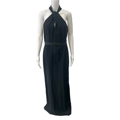 Maxi Vestido de Noche Giambattista Valli Negro Halter Ojo de Cerradura Talla 44/M Foto 1 de 4