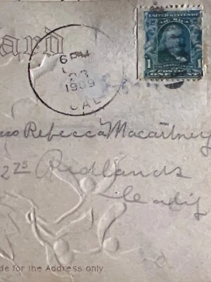 1cent ben franklin stamp on christmas postcard with error - Image 1 of 3