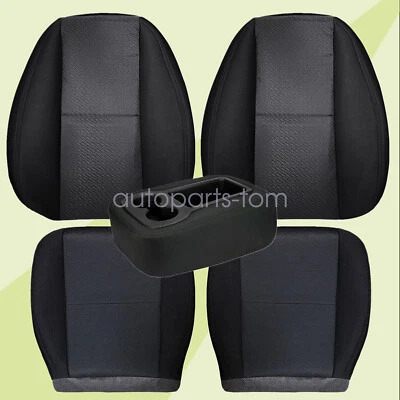 Capa de assento preta de tecido inferior e superior para motorista e passageiro GMC Sierra 2007-2014 - Imagem 1 de 4