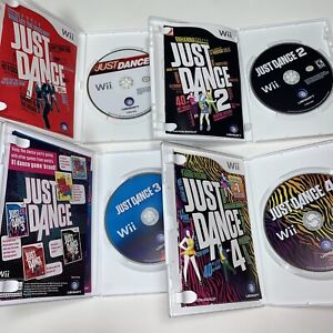 Just Dance 1, 2, 3 & 4 Nintendo Wii Games party bundle lot of 4 Complete/Tested