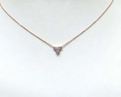 Triangle Shape Pendant 0.15CT Simulated Sapphire Chain Women Necklace 925 Silver - Image 1 of 4