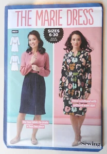 Simply Sewing Marie Dress pattern Long-Sleeved dress fitted waistband sz 6 - 30 - Picture 1 of 2