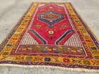 Authentic Hand Knotted Vintage Afghan Turkmen Wool Area Floor Rug 6.5X3.5Ft