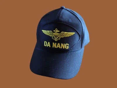 EAGLE CREST DA NANG HAT WITH GOLD NAVY PILOT WINGS U.S MILITARY OFFICIAL BALL CAP U.S.A MADE