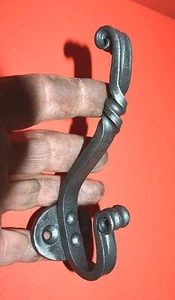  Gancho de Pared Doble Percha Abrigo Sombrero, Hierro Forjado Caliente Formado por Herreros en EE. UU. - Imagen 1 de 11