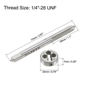 1/4"-28UNF HSS Tap And Die UNF Machine Thread Tap + Round Thread Die Right Hand - Picture 1 of 5