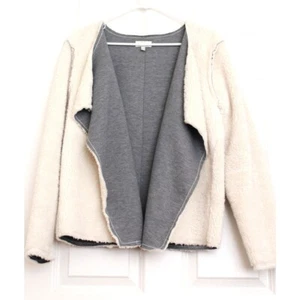 Lucky Brand Kunstfell Strickjacke roher Saum grau Damen Gr. XL neu ohne Etikett - Bild 1 von 5