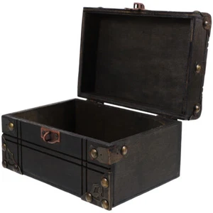 Vintage Jewelry Box Retro Travel Child Treasure Chest with Heart Lock - Picture 1 of 12