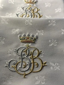 Antik’Etoffe, 6 napkins, monogram BB under Baron’s Crown - Picture 1 of 12
