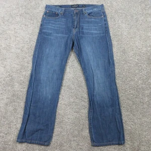 Lucky Brand Jeans Mens 36x29 (Tag 34x32) Blue 363 Straight Linen California Zip - Picture 1 of 12
