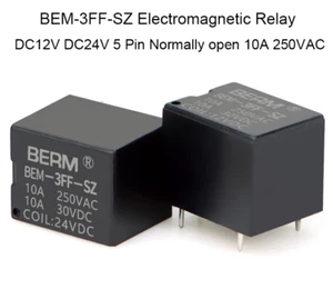 Relé BEM-3FF-SZ Relé electromagnético DC12V DC24V 5 pines normalmente abierto 10A 250VA - Imagen 1 de 5