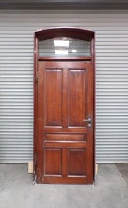 Victorian 4 Panel Door Unit with Arched Highlight Window 1060mm wide, 9s - Picture 1 of 9