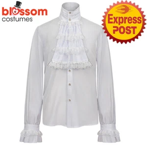 N632 Men Shirt Peasant Viking Oktoberfest Renaissance Medieval Pirate Costume - Picture 1 of 6