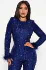 ***brand New** Never worn. Light Of The Party Sequin Jumpsuit - Royal Medium