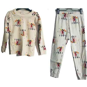 Hanna Andersson Kids Girls White Fairy Print Long John Pajama Set Size 100/ US 4 - Picture 1 of 8