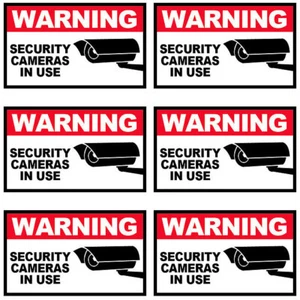 3x5 Inch Decal Sticker CCTV Alarm Sign - WARNING SECURITY CAMERAS IN USE, 6 PACK - Picture 1 of 1