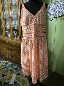 nwt robbie bee 16 orange polka dot fit and flare sleeveless dress - Picture 1 of 9