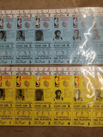 1981-1982 NBA Playoffs 12 Tickets Total Portland Trail Blazers Cover