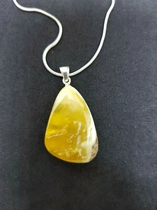 Schöner natürlicher baltischer Bernstein gelb weiß grau MIX Anhänger nicht verstärkt - Bild 1 von 7