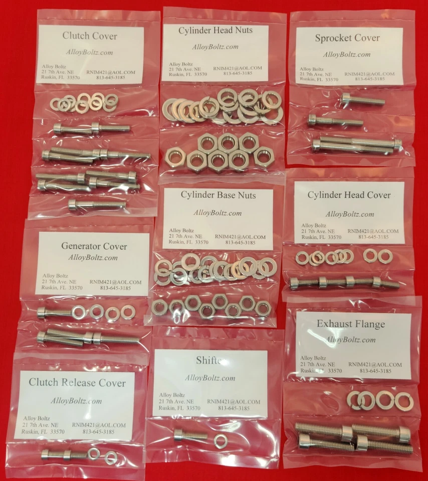 JUEGO DE TORNILLOS DE MOTOR DE ACERO INOXIDABLE PULIDO SUZUKI 1973-197 GT185 Foto 1 de 1