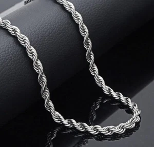 PLATA ESTERLINA 925 4MM Grueso Cuerda Pulsera Hombre Mujer - Imagen 1 de 11
