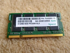 APACER 76.9325G.113 MEMORY BOARD, 512 MB RAM, PC3200 - Picture 1 of 2