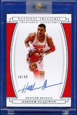 Hakeem Olajuwon 2020-21 National Treasures Signatures On Card Auto 39/49 HOF