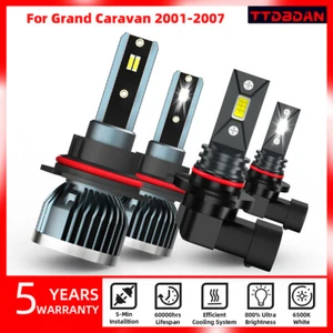 9007 LED Headlight + 9145 Fog Lights Bulbs Kit For Dodge Grand Caravan 2001-2007 - Picture 1 of 12