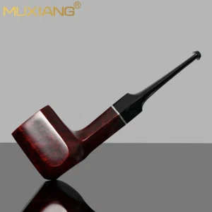 MUXIANG Bruyère Holz Panel Pfeife Glatt Tabakpfeife 9mm Filter Acryl stiel - Picture 1 of 2
