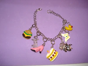 Bracciale Smalto Anatra-Torta-Hi-Tacco-Farfalla Strass Rimovibile - Foto 1 di 3