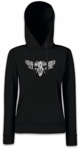 MOTH Damen Hoodie Kapuzenpullover Zoology Science Black Motte Insekt Insekte - Picture 1 of 1