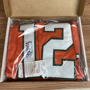Maglietta Jim Kelly autografata/firmata Miami Hurricanes autenticazione JSA - Foto 1 di 3