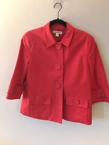 Coldwater Creek Size Petite 14-Red Jacket-Big Button Front Coat - Picture 1 of 4