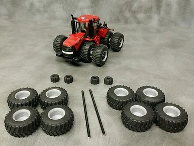 1/64 Farm custom scratch 800/70 R38 tractor tire kit gray rims + axels + weights - Image 1 of 4