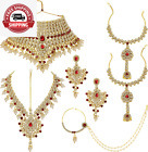 Classic Bollywood Style Indian Bridal Choker Necklace Matha Patti Nose Ring Haat