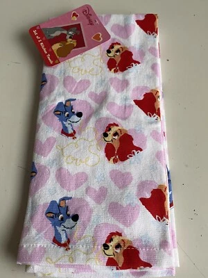 Pack de 2 toallas de cocina Disney Dama y el vagabundo corazones San Valentín NUEVO Foto 1 de 4