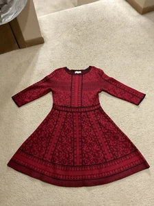 GB Girls Kids Girls 3/4 Sleeve Knitted Dress Red/Black Dress L - Picture 1 of 5