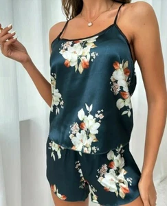 💤Women's Sleepwear Floral Print Satin Cami And Shorts Pajama Set💤 - Bild 1 von 3