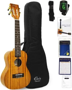 ELVIS coveted Hawaiian koa wood concert ukulele K100C beautiful wood grain New - Picture 1 of 8