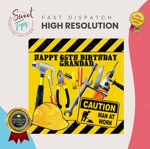 WORKMAN TOPPER TORTA COMMESTIBILE QUADRATO DECORAZIONE COMPLEANNO PERSONALIZZATO - Foto 1 di 1