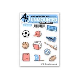 Art Impressions Sport Accessories Stamp & Die Set 10pc - Picture 1 of 4