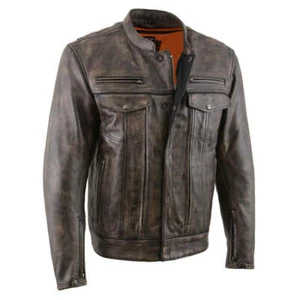 Milwaukee Leather MLM1508 Men's Distressed Brown Leather Motorcycle Jacket - Picture 1 of 18