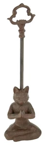 Gato rezando con manija de hierro tope de puerta cuña decoración del hogar-19""H - Imagen 1 de 1
